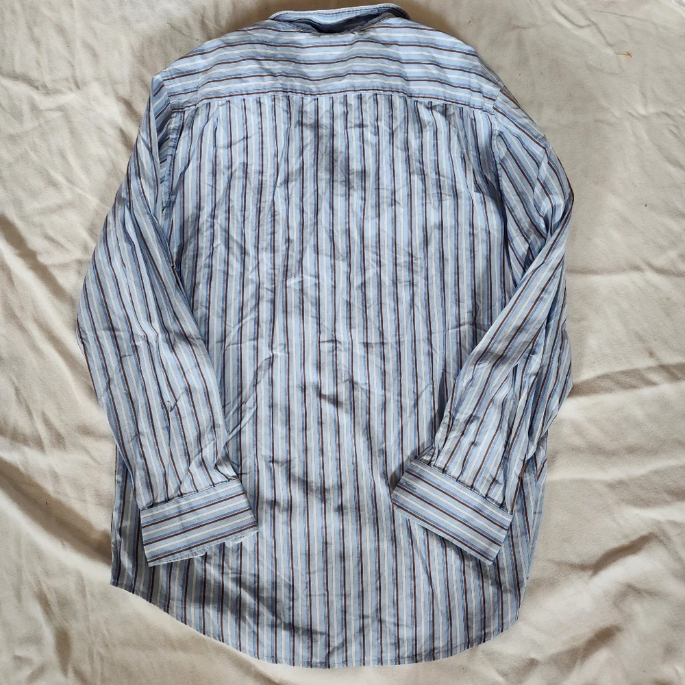 Banana Republic Men’s Button Down Shirt Large Blue Brown Stripe 16–16.5